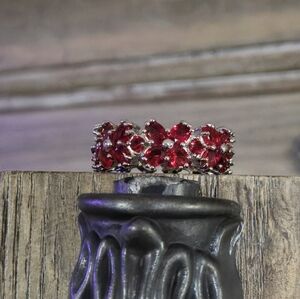 New 925 Sterling Silver Red Ruby Eternity Band Ladies Ring Size 6.5